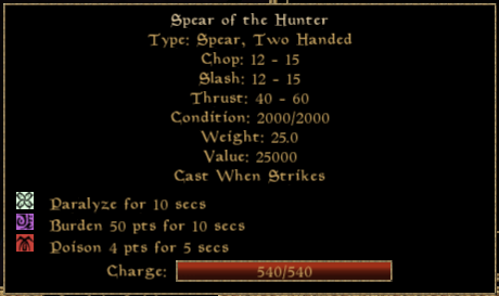 Spear of the Hunter in Morrowind